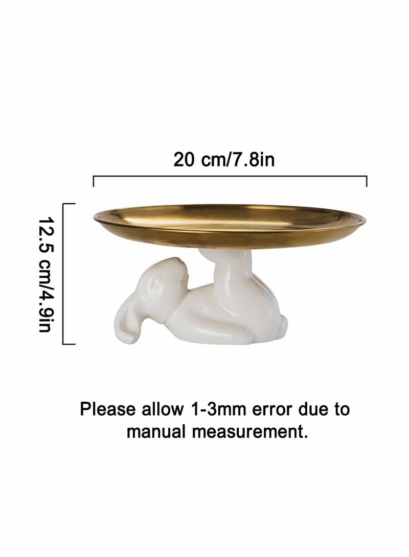 Ceramic Rabbit Plate,Bunny Cake Stand, Ceramic Dish Cupcake Stand Decorative Dinner Plates for Snacks and Cookies Bunny Cake Tray Sets Dish Gift (Iron Plate Rabbit) - Image 2